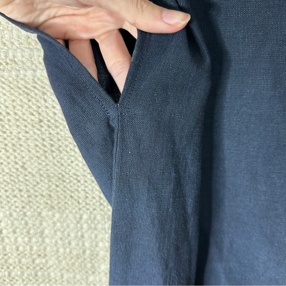 TAYLOR STITCH navy blue Loma linen midi dress M - Picture 5 of 11